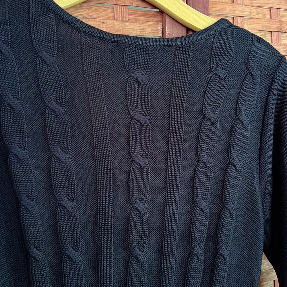 NWT Black Label by Evan Picone Navy Blue Long Sleeve Knitted Sweater Dress Large - Picture 7 of 13